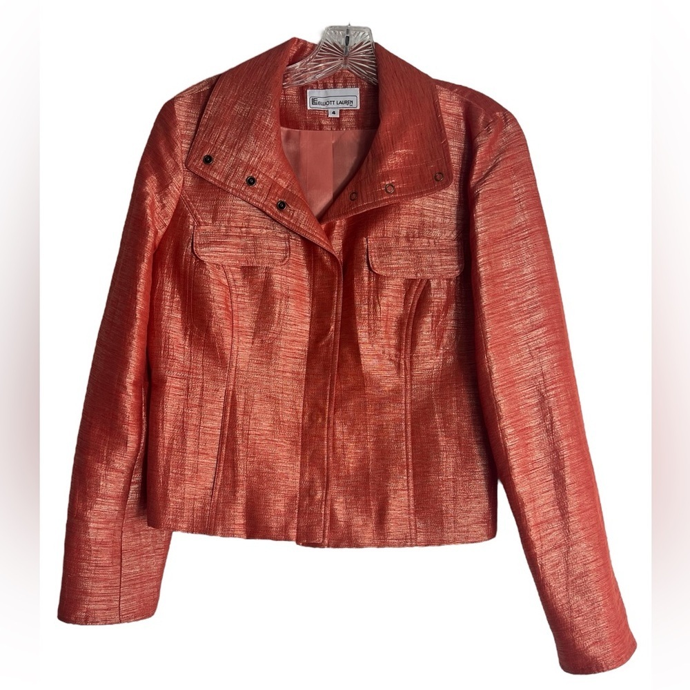 ELLIOTT LAUREN Linen Blend Dress Jacket in Orange Size 4 -- GORGEOUS!!!! - Picture 3 of 9